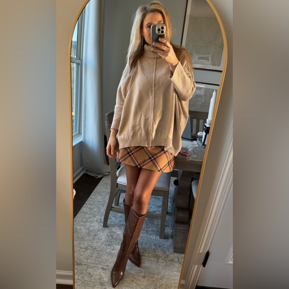 H&M Tan Brown Red Plaid Tan Skirt - Picture 12 of 12